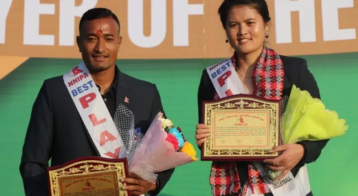 अरुणा शाही र विराज महर्जनलाई सर्वोत्कृष्ट खेलाडी अवार्ड