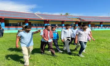 खेलकुद मन्त्रीद्वारा लमही क्रिकेट मैदान अवलोकन