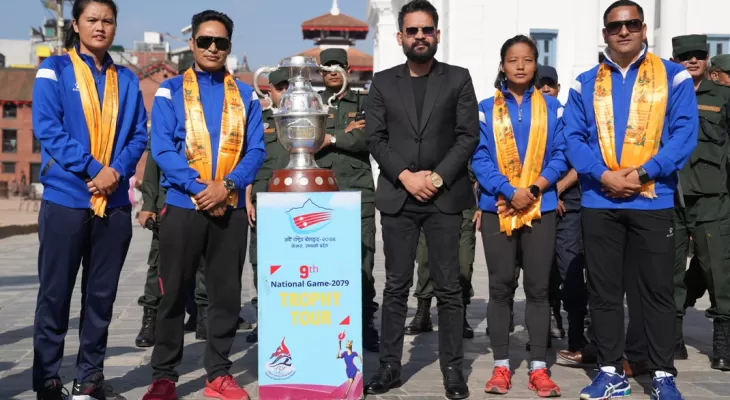 राष्ट्रिय खेलकुदको ट्रफी मधेश प्रदेशको जानकी मन्दिरमा प्रदर्शन