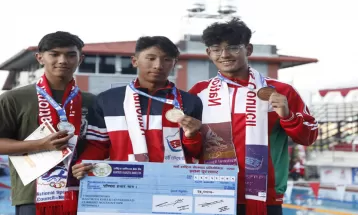 पौडी : ५० मिटर बटरफ्लाईमा एपीएफका तेन्जिङलाई स्वर्ण