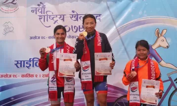 नवौँ राष्ट्रिय खेलकुद : साइक्लिङमा बागमती र एपीएफलाई स्वर्ण