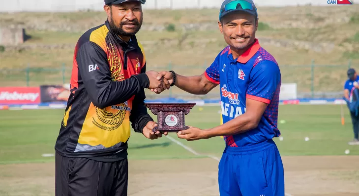 विश्वकप क्रिकेट लिग–२ : पपुवा न्युगिनीविरु ब्याटिङ गर्दै नेपाल