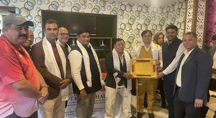 व्हीलचेयर क्रिकेट संघद्धारा डिसीसीआईका महासचिव रवि चौहानलाई सम्मान