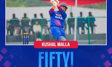 ओमानविरुद्ध कुशलको अर्धसतक