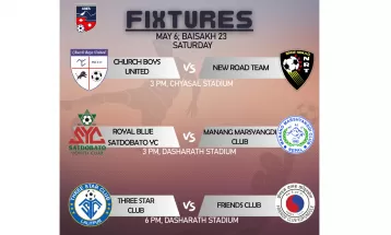 ए डिभिजन लिगमा आज तीन खेल हुँदै