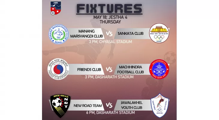 शहीद स्मारक ए डिभिजन लिगमा आज तीन खेल हुँदै