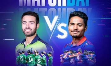 नेपाल आयरल्यान्डविरुद्ध टस हारेर ब्याटिङ गर्दै