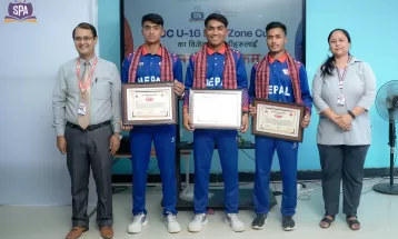 यू–१६ विजेता खेलाडीहरुलाई एसपीएको सम्मान