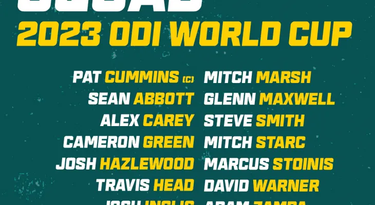एकदिवसीय विश्वकपका लागि अष्ट्रेलियाको १५ सदस्यीय टोली घोषणा