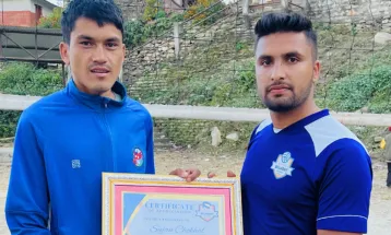 अमेरिकी क्लबद्धारा भलिबल खेलाडी चोखाललाई नगदसहित सम्मान