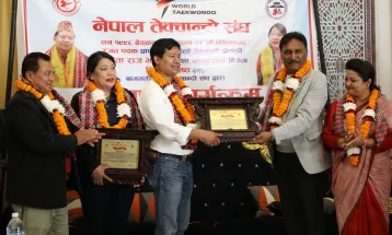 एसियाली खेलकुदका ऐतिहासिक रजत विजेता सविता र किशोर सम्मानित