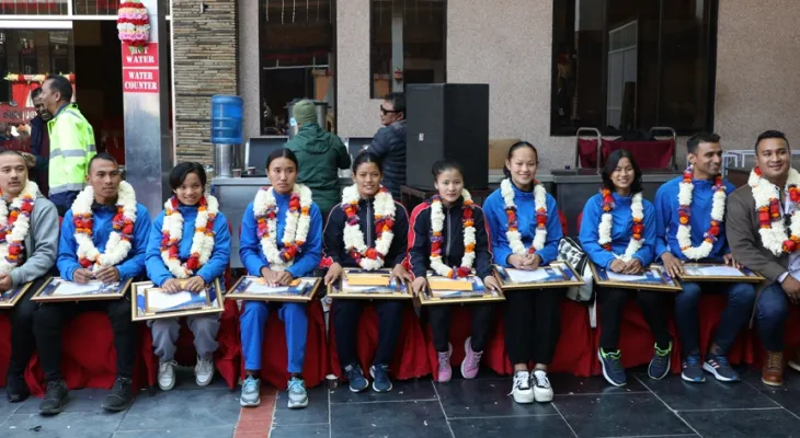 एरिकासहित करातेका अन्तर्राष्ट्रिय पदक विजेता सम्मानित