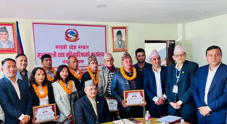 ओलम्पियनहरुलाई गण्डकी सरकार द्वारा मासिक ५ हजार सहित सम्मान