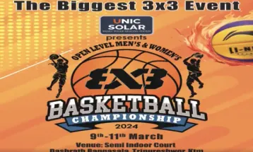 थ्री एक्स थ्री बास्केटबल प्रतियोगिताको उपाधि टाइम्स र ललितपुरलाई