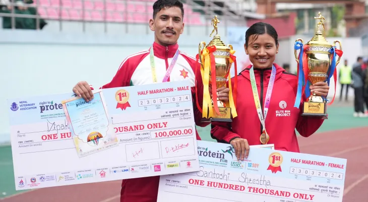 हाफ म्यारथनमा दीपक र सन्तोषी पहिलो