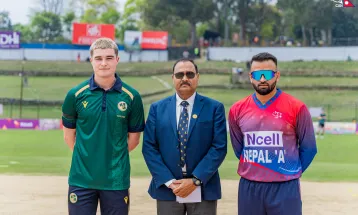 आयरल्याण्ड वोल्भ्सविरुद्ध टस जितेर पहिला बलिङ गर्दै नेपाल ए