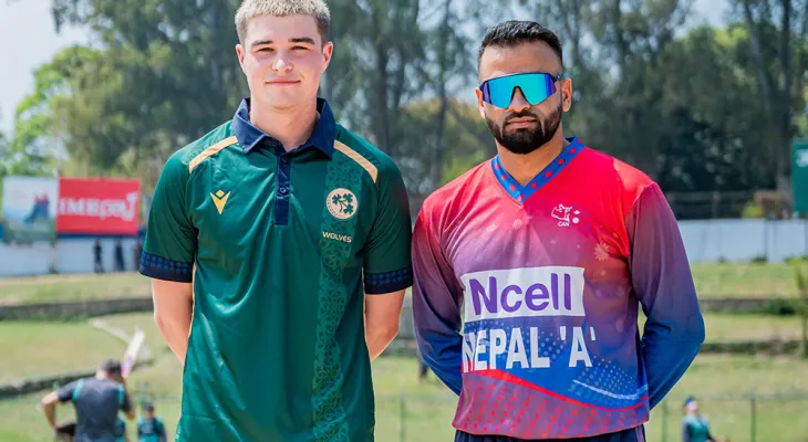 आयरल्याण्ड वोल्भ्सविरुद्ध टस हारेर नेपाल ए ले पहिला ब्याटिंग गर्दै