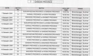 एन्फा महिला लिग क्वालिफायर्सको खेल तालिका सार्बजनिक