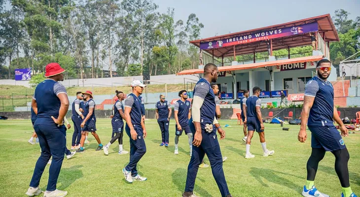 टियुमा अभ्यास गर्दै वेस्ट इन्डिज ए टिम