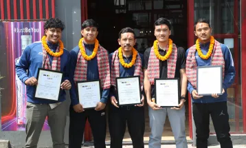 उपाधि विजेता बास्केटबल टोली सम्मानित