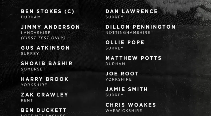 वेस्ट इन्डिजविरुद्ध पहिलो दुई टेस्टका लागि इंग्ल्याण्डको टोली घोषणा