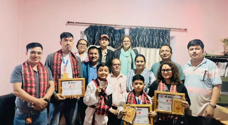 तेक्वान्दो पदक विजेतालाई श्री समाजको सम्मान