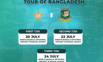 पाकिस्तान पुरुष क्रिकेट टोली जुलाईमा बंगलादेश जाने, तीन टी-२० अन्तर्राष्ट्रिय खेल्ने