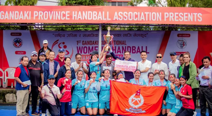 APF Wins Women's Handball Title at Gandaki Cup National Championship