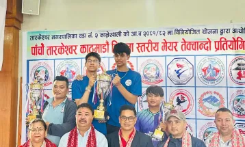 Kabhresthali Taekwondo Dojang Crowned Team Champion in Tarkeshwar Mayor's Cup