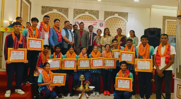 राष्ट्रपति रनिङ शिल्ड पदक विजेता खेलाडीहरूलाई तारकेश्वर नगरपालिकाद्वारा सम्मान