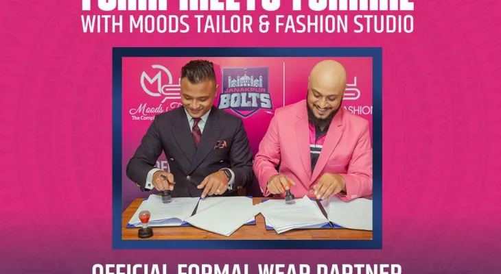 डिफेन्डिङ च्याम्पियन जनकपुर बोल्ट्सले 'मुड्स टेलर हाउस' र 'मुड्स फेशन स्टुडियो' सँग औपचारिक सम्झौता गर्यो