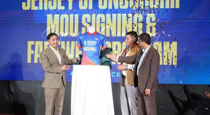 नेपाल राष्ट्रिय पुरुष क्रिकेट टोलीको जर्सीमा नासा सेक्युरिटीज प्रमुख प्रायोजक, क्रिकेटको विकासमा बलियो साझेदारी