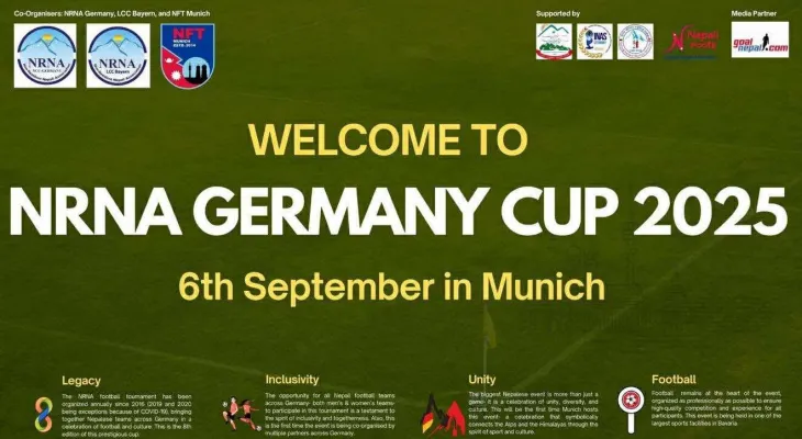 म्युनिखमा एनआरएनए जर्मनी कप फुटबल २०२५, विजेतालाई ५ हजार युरो पुरस्कार