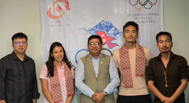 नेपाल ओलम्पिक कमिटीका अध्यक्ष जीवनराम श्रेष्ठद्वारा खेलाडीहरूको विदाइ