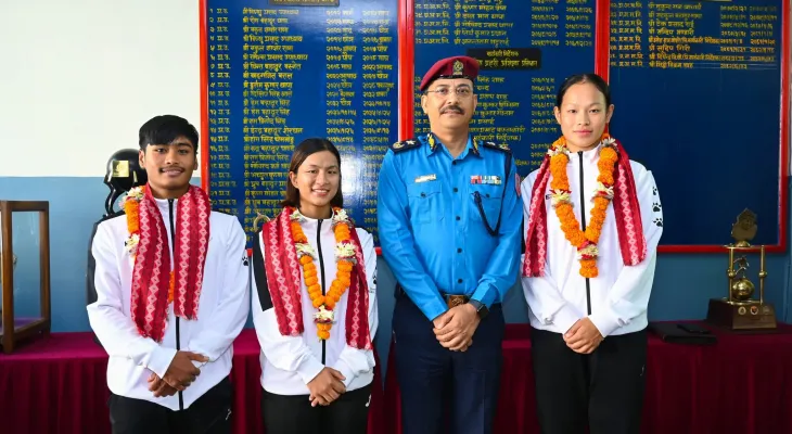 स्वर्ण पदक विजेता एरिका गुरुङलाई नेपाल प्रहरीले गर्‍यो सम्मान, फ्रान्स जाने खेलाडीको बिदाई