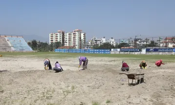 च्यासल फुटबल मैदानको मर्मत सुरु