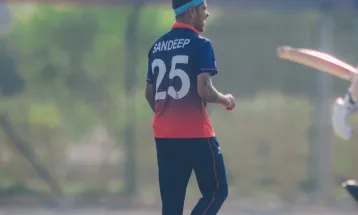 लामिछानेको बलिङमा शुबम रन्जाने आउट, अमेरिका ६ विकेट गुमाएर २५६/६