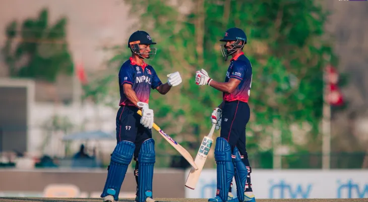 आइसिसी क्रिकेट वर्ल्ड कप लिग–२ : नेपालको स्थिर सुरुवात , १० ओभरमा ४१/१, आसिफ र भीम क्रीजमा