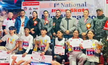 प्रथम राष्ट्रिय इनलाइन स्केट म्याराथनको उपाधि निमिषा र साम्देन लाई