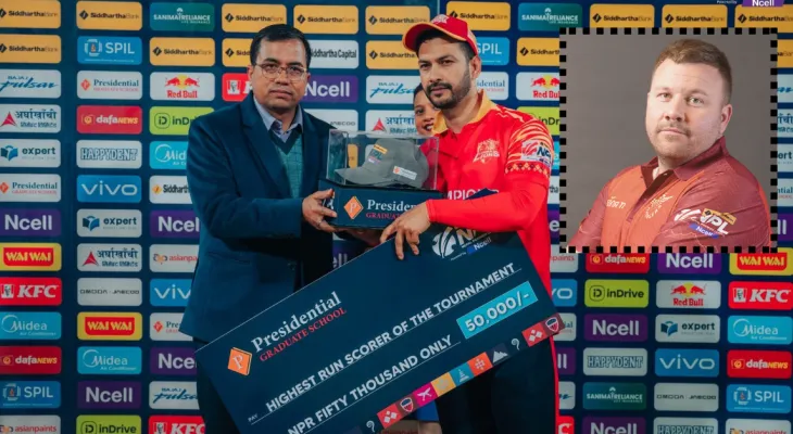 एनपीएलमा सर्वाधिक रन बनाएर प्रेसिडेन्सियल प्लाटिनम क्याप जित्ने एडमलाई ५० हजार नगद पुरस्कार