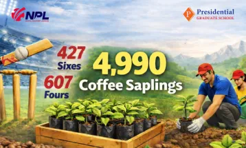 एनपीएलको कुल बाउण्ड्री बराबर करिब पाँच हजार कफीका बिरूवा रोप्दै प्रेसिडेन्सियल कलेज
