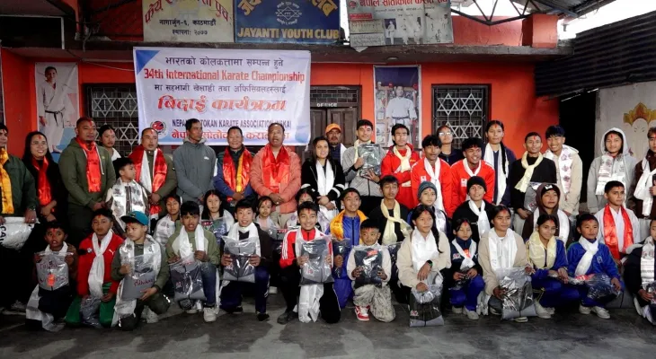 नेपाल सोतोकान कराते डो संघको टोली भारत प्रस्थान