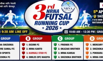 तेस्रो एनआरएनए फुटसल रनिङ कप २०२६ को टाइसिट सार्वजनिक